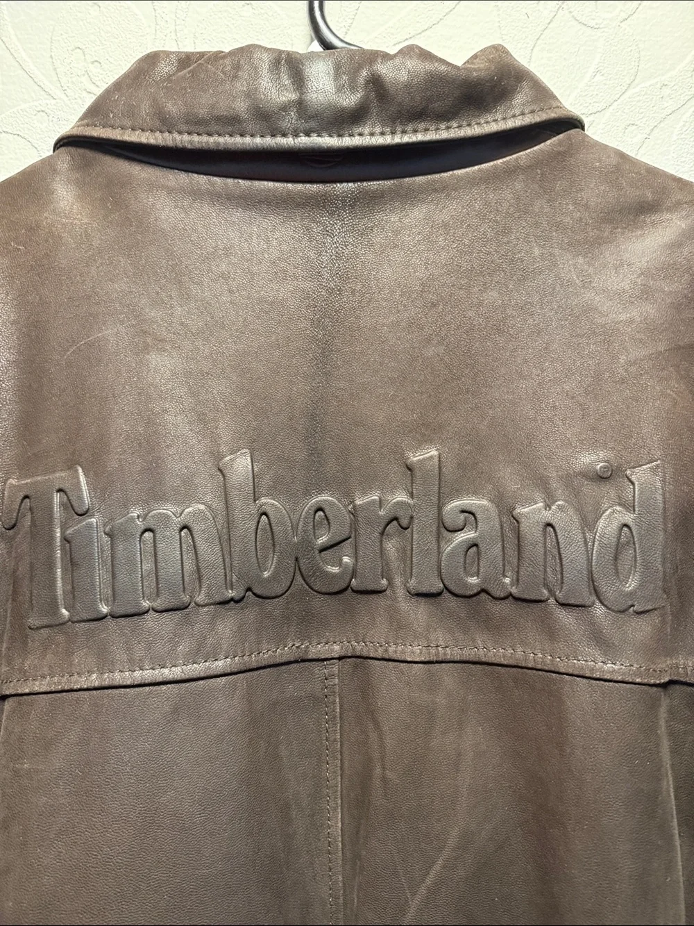 Vintage Timberland Two-Tone Brown Leather Bomber Jacket